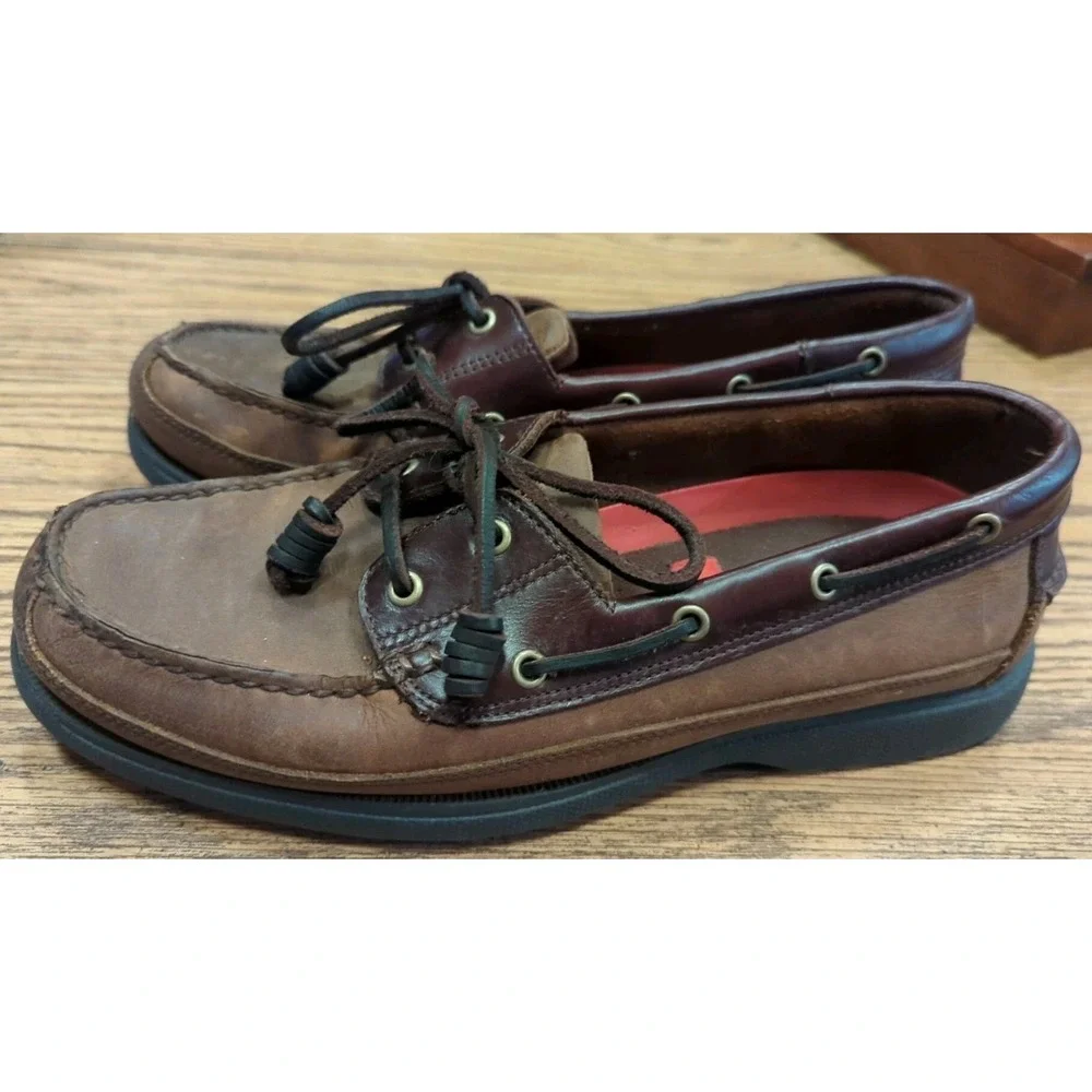 Bass Boat Shoes Mens 9 M Harry II Casual Loafers 1670 Brown Leather Lace Up Shoe